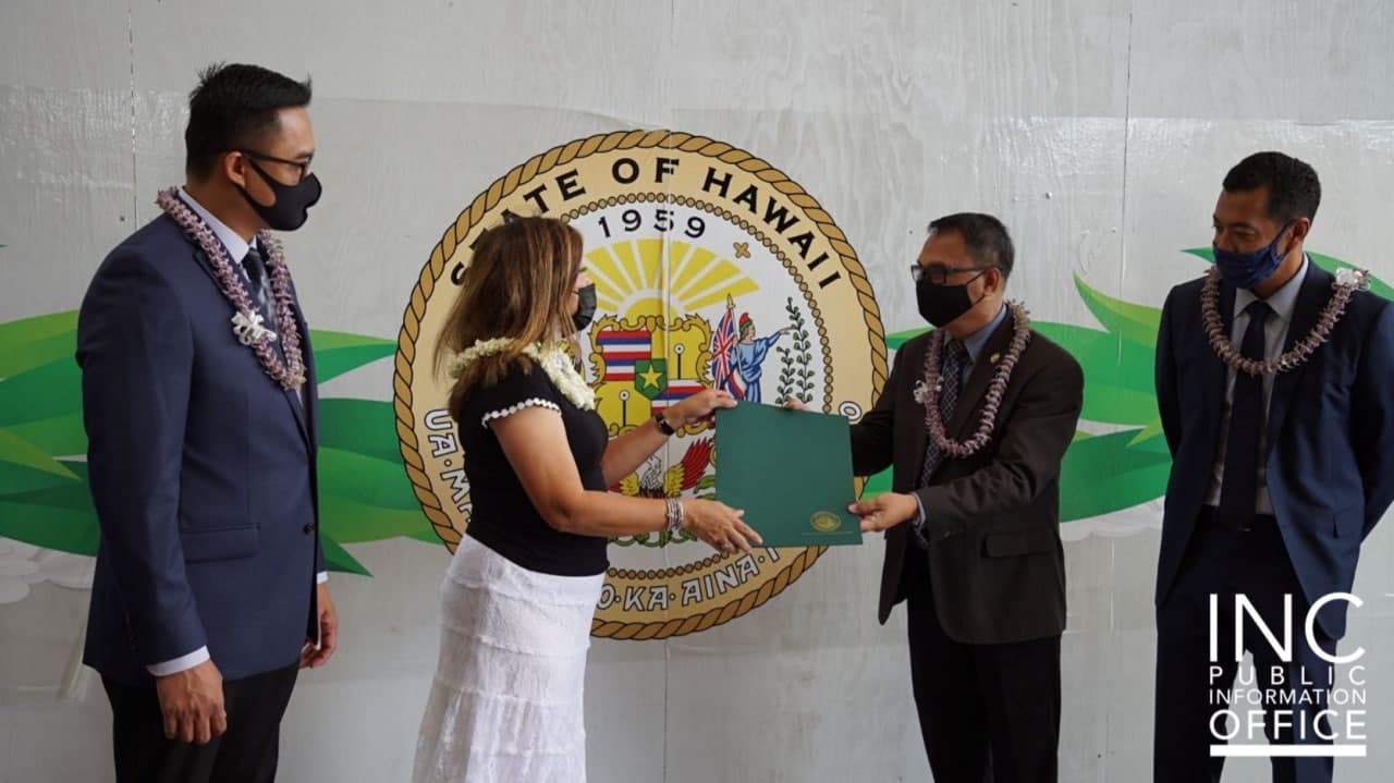 Hawaii State Legislature presents honorary certificate to Iglesia Ni Cristo (Church Of Christ) on its 107th Anniversary